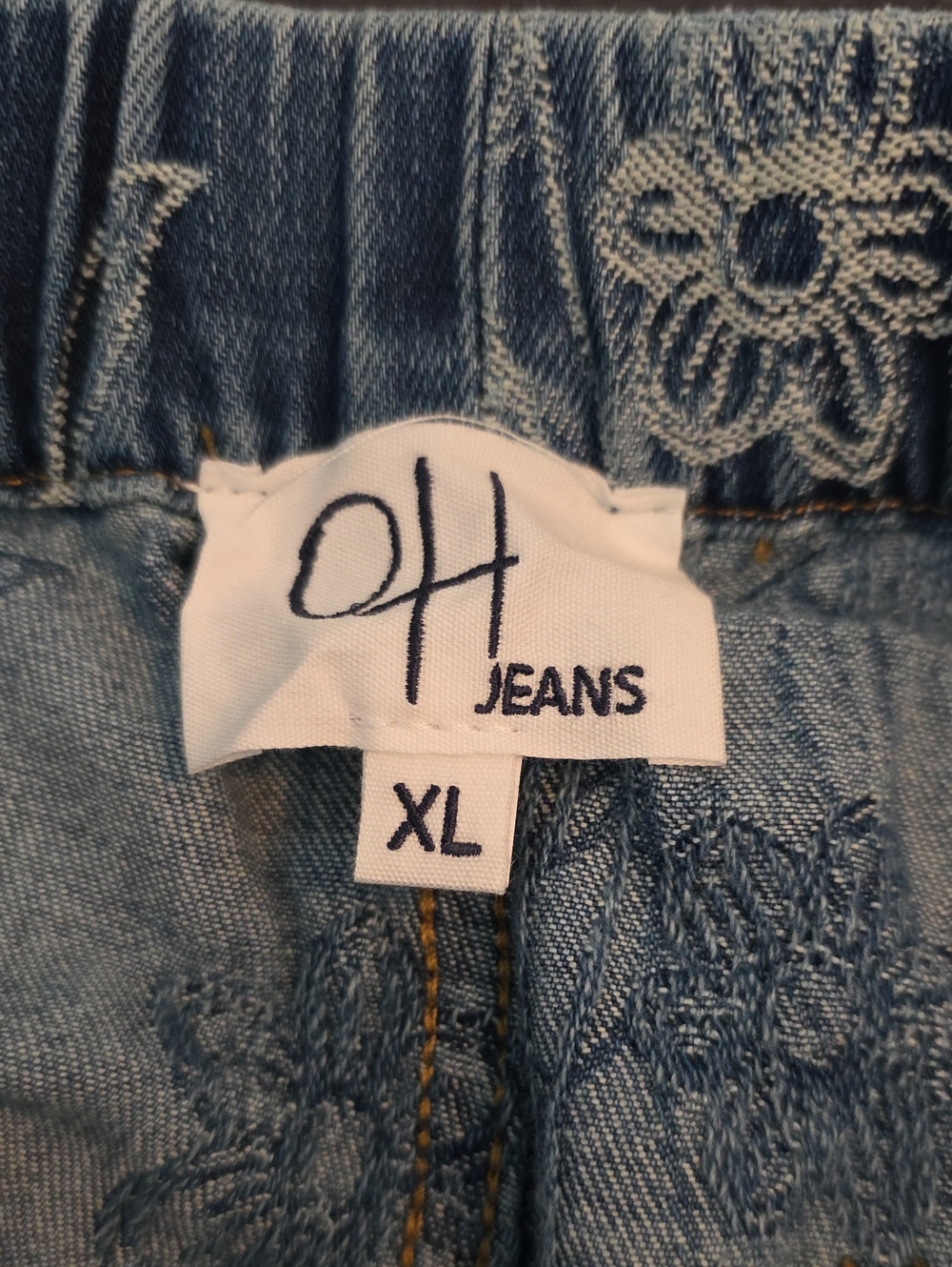 NWOT Oli & Hali XL Blue Floral Bloom Wide-Leg Embroidered Denim Jeans - Picture 9 of 12